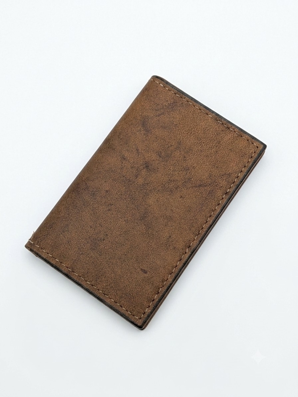Vintage Amity Brown Cowhide Leather Card Case Wallet Bifold New Without Tags